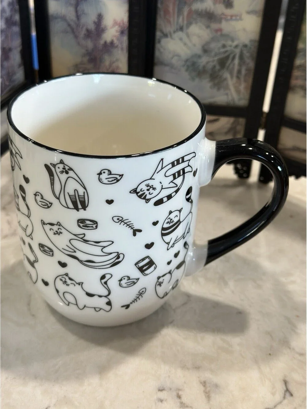 Cat Print Ceramic Mug Adorable Coffee Mug Cute Cat Mug